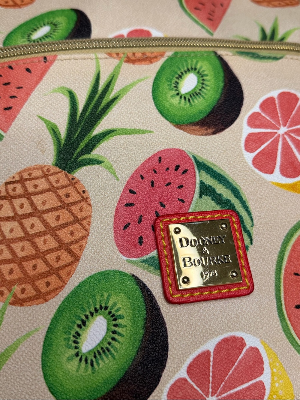 Dooney & Bourke Fruit Print Letter Carrier Crossbody Bag